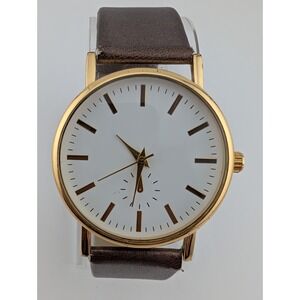 MSPCI Watch Women 38mm Gold Case Metallic Faux Leather Band- New Battery